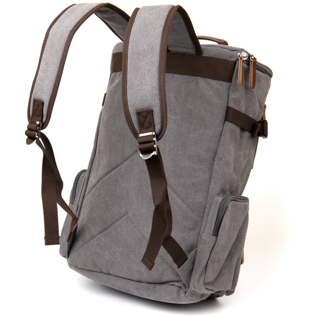 Текстильный рюкзак в дорогу унисекс с ручками VINTAGE Backpack 20662 Серый 