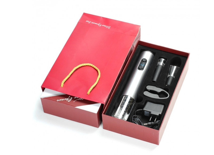 Подарочный набор для открывания бутылок SUNROZ Wine Opener електроштопор Серебряный (SUN3153) - изображение 3