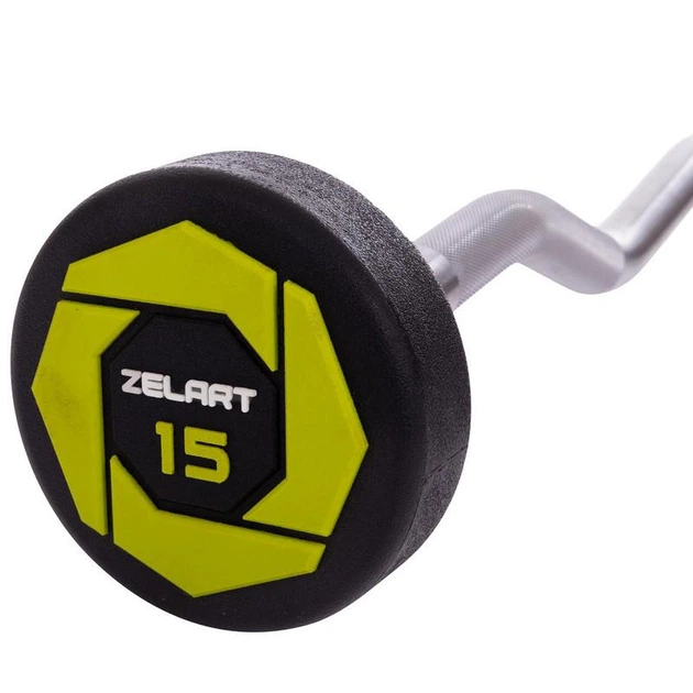 Штанга фиксированная изогнутая полиуретановая Zelart Urethane Barbell TA-2690-15 длина-104см 15кг - Фото 2 Штанга фиксированная изогнутая полиуретановая Zelart Urethane Barbell TA-2690-15 длина-104см 15кг - изображение 2