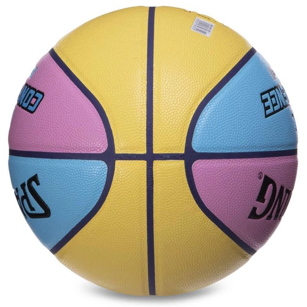 Мяч баскетбольный SPALDING 76896Y ALL CONFERENCE №7 желтый-голубой - Фото 4 Мяч баскетбольный SPALDING 76896Y ALL CONFERENCE №7 желтый-голубой - изображение 4