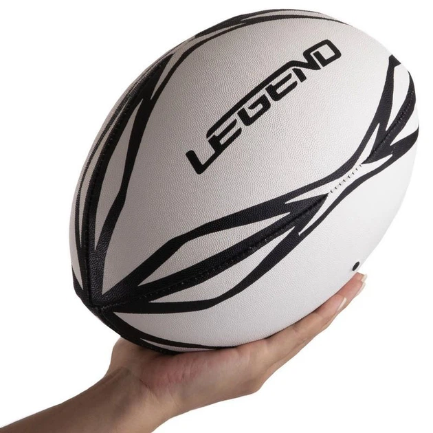 Мяч для регби резиновый LEGEND FB-3298 №4 белый-черный - изображение 6