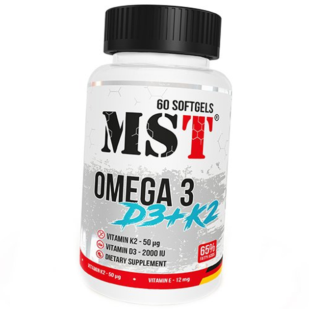 Омега 3 Вітаміни Д3 К2, Omega 3+D3+K2, MST 60гелкапс (67288003 ...
