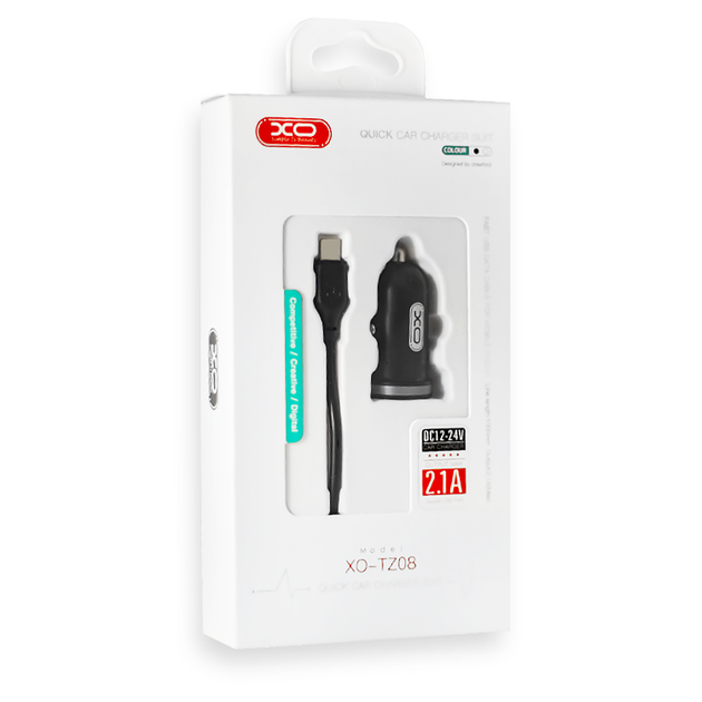 Зарядне автомобільне XO TZ08 (2USB 2.1A) Type-C Чорний - Фото 2 Зарядне автомобільне XO TZ08 (2USB 2.1A) Type-C Чорний - изображение 2