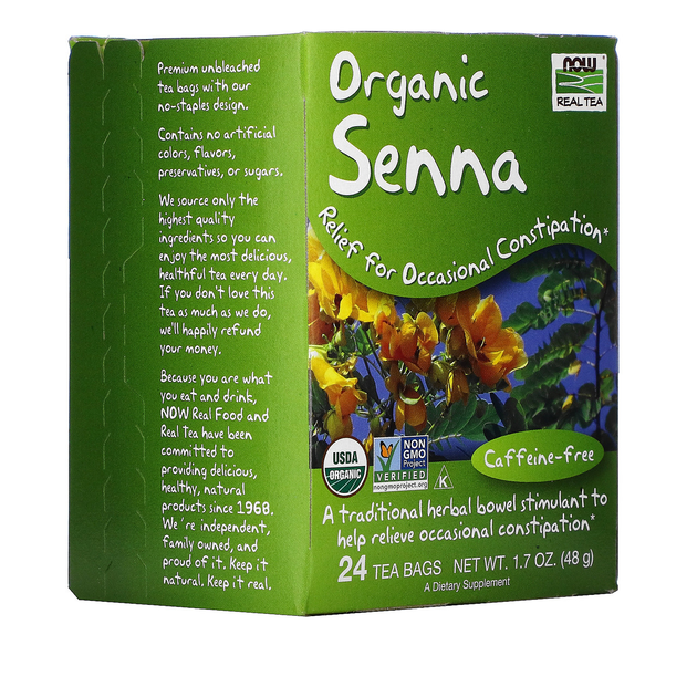 Чай з сенни NOW Foods, Real Tea "Senna" для очищення кишечника, без кофеїну, 24 пакетики (48 м) - зображення 2