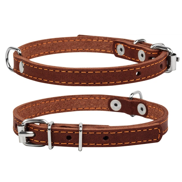 Ошейник "CoLLaR" одинарный (ширина 12мм, длина 24-32см) коричневый - Фото 1 Ошейник "CoLLaR" одинарный (ширина 12мм, длина 24-32см) коричневый - изображение 1