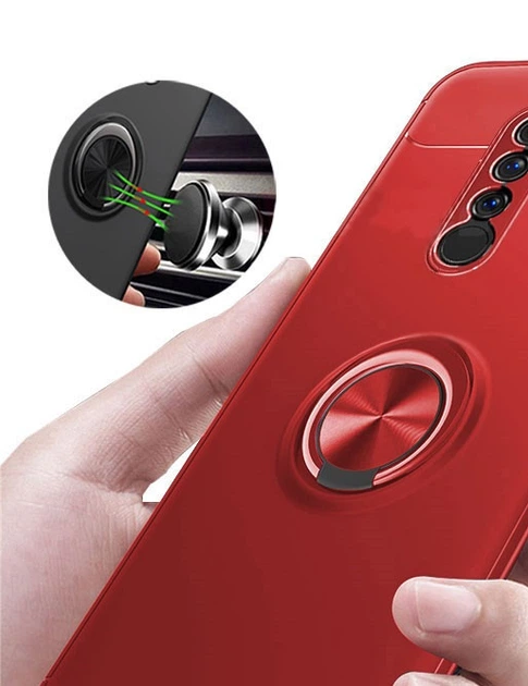 Чохол TPU Ring для Xiaomi Redmi 9 бампер з підставкою кільцем Red Без бренду - зображення 2