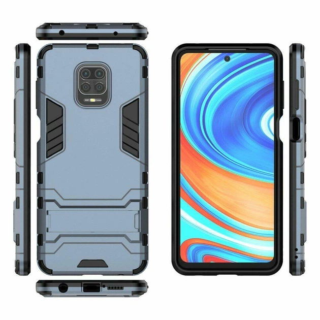 Чехол Iron для Xiaomi Redmi Note 9 Pro Max бронированный бампер Dark Blue - изображение 4
