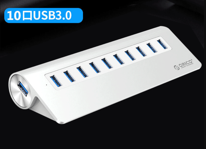 USB хаб Orico M3H10 USB 3.0 10 портів з блоком живлення hub концентратор алюмінієвий - зображення 9