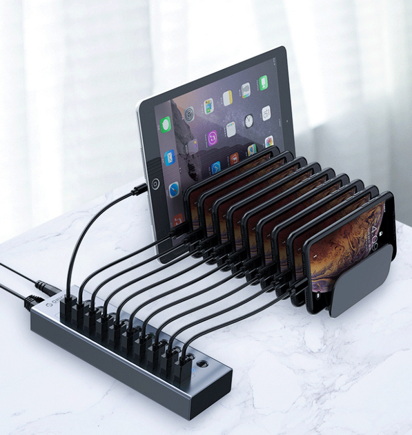 USB хаб Orico BT2U3-10AB USB 3.0 10 портів алюмінієвий з блоком живлення hub концентратор - зображення 9