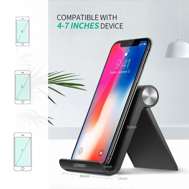 Подставка для телефона UGREEN LP106 Adjustable Portable Stand Multi-Angle Black (50747) - изображение 2