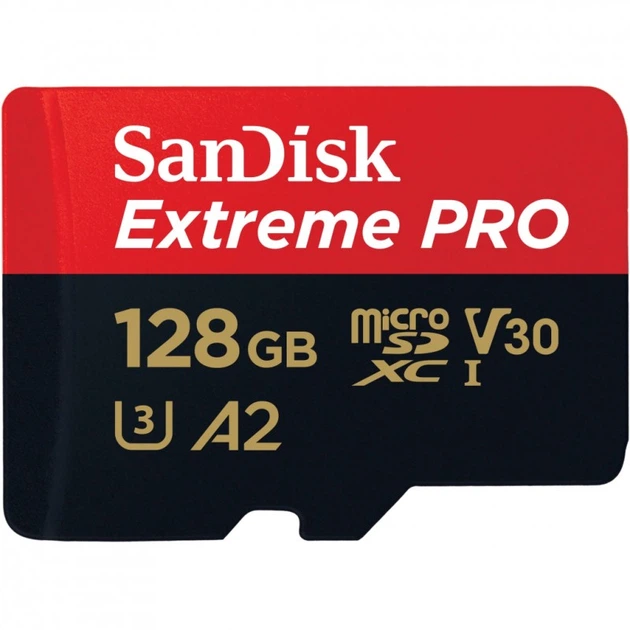 Карта пам'яті SanDisk 128 GB microSDXC UHS-I U3 Extreme Pro+SD Adapter (SDSQXCD-128G-GN6MA) (160279) - Фото 2 Карта пам'яті SanDisk 128 GB microSDXC UHS-I U3 Extreme Pro+SD Adapter (SDSQXCD-128G-GN6MA) (160279) - зображення 2