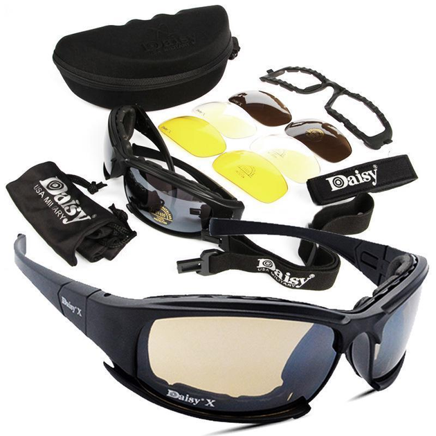 Очки Daisy X7 Тактические ветрозащитные очки набор линз 3 пары - изображение 1