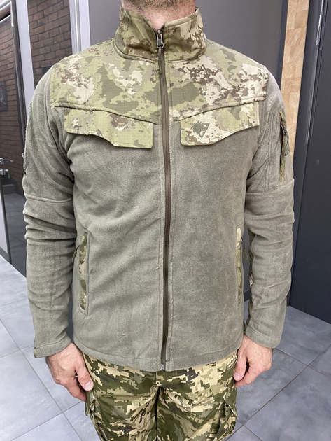 Армейская Кофта флисовая WOLFTRAP, теплая, размер L, Оливковый, Камуфляжные вставки на рукава, плечи, карманы - изображение 1