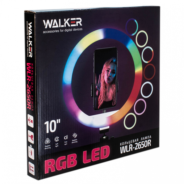 Кольцевая лампа WALKER RGB (26см) + стойка на підлогу (2,1м) WLR-2650R - изображение 5