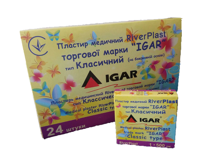Пластир медичний River Plast 1х500 "IGAR" "Класичний" (на основі ПВХ) КTh6172 - зображення 1