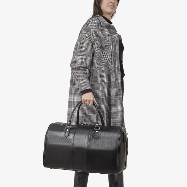 Сумка кожаная саквояж большая InBag Travel bag m01289 Черный - Фото 2 Сумка кожаная саквояж большая InBag Travel bag m01289 Черный - изображение 2