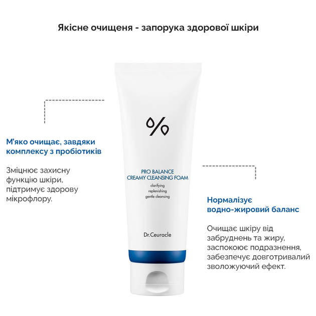 Кремова пінка для вмивання з пробіотиками Dr. Ceuracle Pro Balance Creamy Deep Cleansing Foam, 150 мл - изображение 3