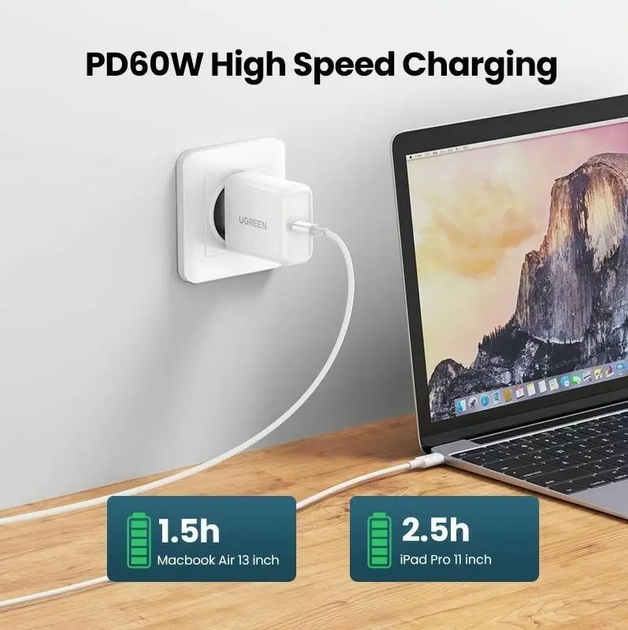 Кабель зарядный Ugreen USB 2.0 Type-C to Type-C PD QC 4.0 1.5М White (US264) - Фото 7 Кабель зарядный Ugreen USB 2.0 Type-C to Type-C PD QC 4.0 1.5М White (US264) - изображение 7