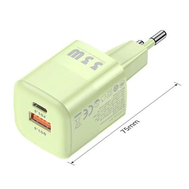 Зарядное устройство KUULAA GaN 33W USB-A QC 3.0 + USB-C PD 3.0 Light Green (RY-U33) - Фото 1 Зарядное устройство KUULAA GaN 33W USB-A QC 3.0 + USB-C PD 3.0 Light Green (RY-U33) - изображение 1