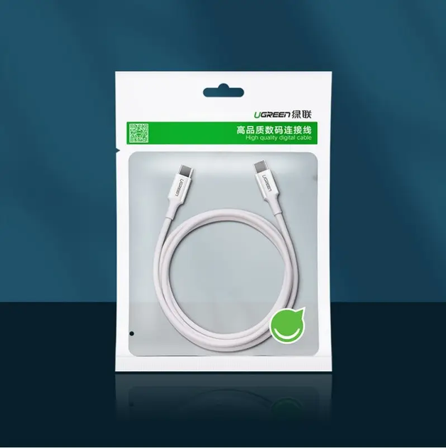 Кабель зарядный Ugreen USB 2.0 Type-C to Type-C PD QC 4.0 1.5М White (US264) - Фото 9 Кабель зарядный Ugreen USB 2.0 Type-C to Type-C PD QC 4.0 1.5М White (US264) - изображение 9