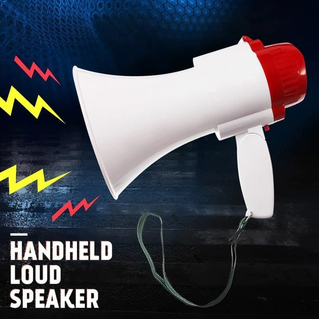 Мегафон рупор громкоговоритель с функцией записи голоса MEGAPHONE UKC HW 8C White/Red - изображение 1