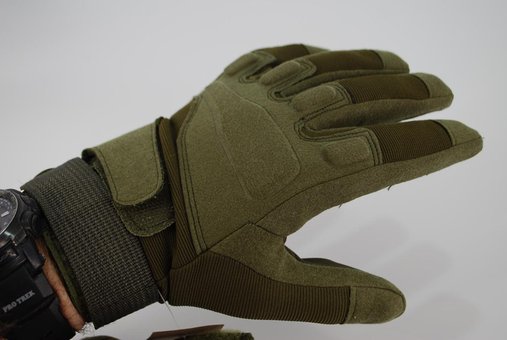 Перчатки тактические на флисовой подкладке с пальцами 9054_XL_Olive - изображение 1