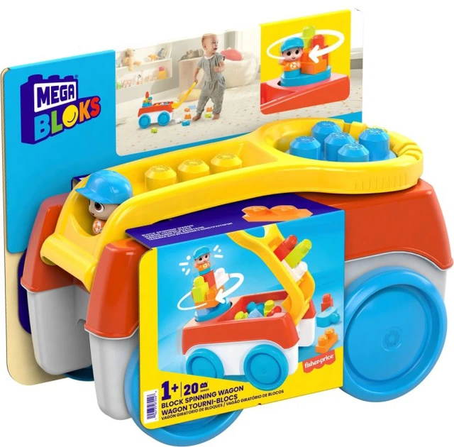 Klocki konstrukcyjne Mega Bloks Wózek z klockami Buduj i kręć (HHN00) - obraz 2