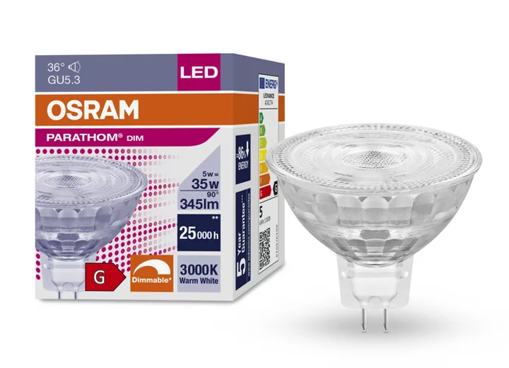 Светодиодная лампа Osram рефлекторная dim 5w, 12V, 345lm, 36°, 3000K ...