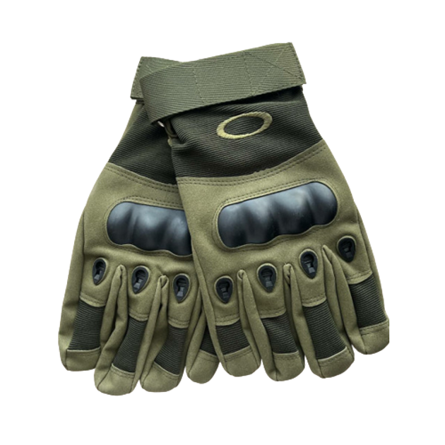Универсальные тактические перчатки размер XL полнопалые с защитой на косточки (Олива) - изображение 1
