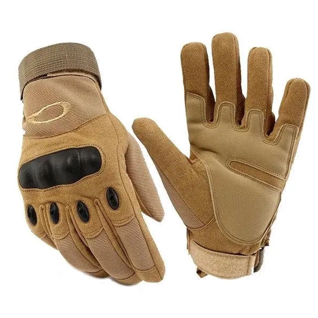 Універсальні тактичні повнопалі рукавички розмір M з захистом на кісточки (Койот) - зображення 1