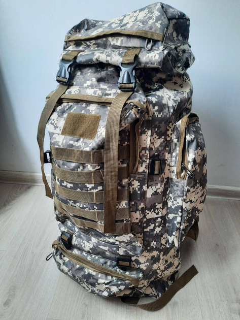 Тактичний військовий армійський туристичний рюкзак піксель ЗСУ q008 80 літрів - зображення 1
