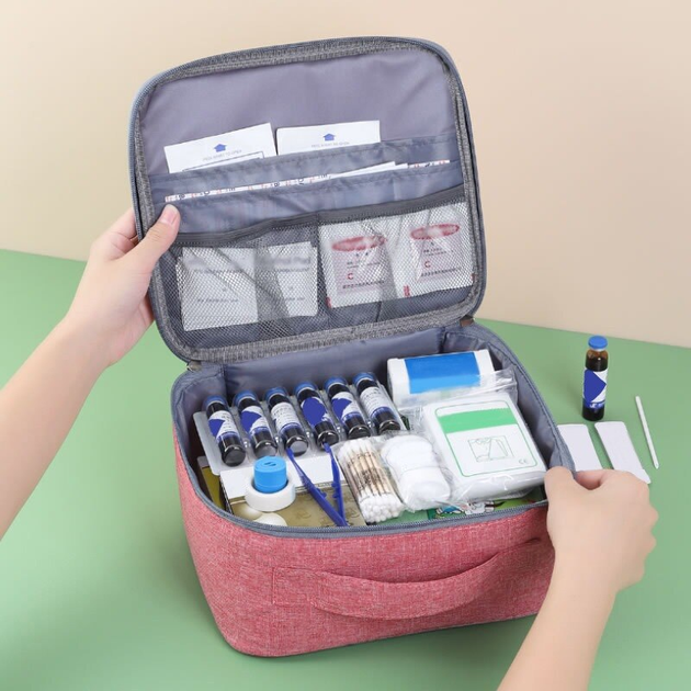 Аптечка сумка органайзер для медикаментов для путешествий для дома 25*22*12 см (473521-Prob) Розовый - изображение 2
