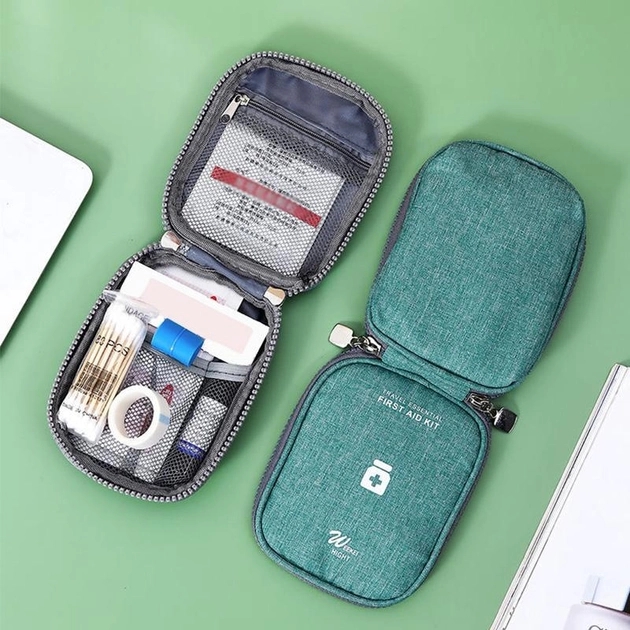 Аптечка сумка органайзер для медикаментів для подорожей для дому 14х11х3 см (473528-Prob) Зелена - зображення 2