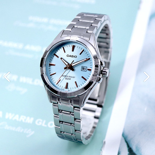 Жіночий наручний годинник Casio LTP-1308D-2A Срібло\Блакитний екран - зображення 3