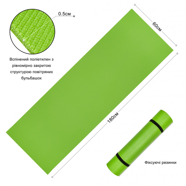 Коврик Champion для фитнеса, танцев и гимнастики 180х60х0.5 см Мятный ...