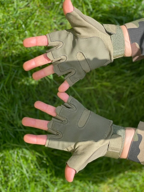 Военный тактические рукавички без пальцев олива XL - изображение 2