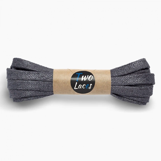 Шнурки для обуви Two Laces вощеный плоский 6 мм, длина 100 см, серый ...