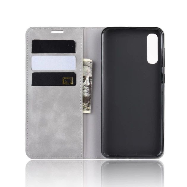 Чехол Taba Retro-Skin для Samsung Galaxy A30S / A307 книжка кожа PU с визитницей серый - изображение 5