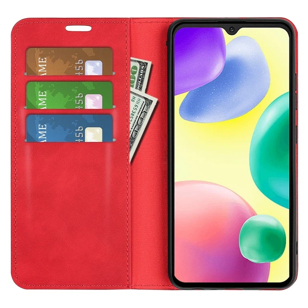 Чехол Taba Retro-Skin для Xiaomi Redmi 10C книжка кожа PU с визитницей красный - Фото 2 Чехол Taba Retro-Skin для Xiaomi Redmi 10C книжка кожа PU с визитницей красный - изображение 2