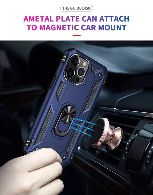 Чехол Shield для Iphone 13 Pro Max бампер противоударный с подставкой Dark-Blue - изображение 3