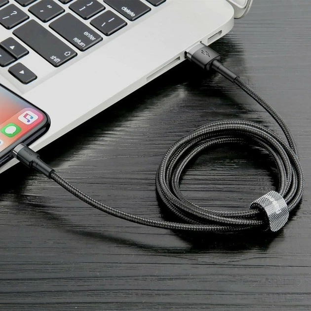 Кабель Baseus Cafule Cable USB For iP 2A 3m Gray+Black (CALKLF-RG1) - изображение 7