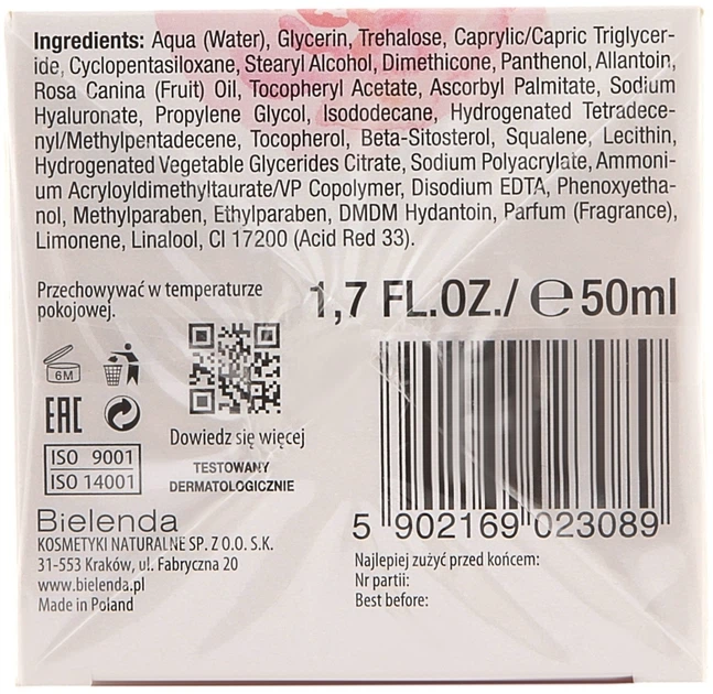 Увлажняющий розовый крем для лица - Bielenda Rose Care Moisturizing Rose Cream 50ml (337355-1572) - Фото 2 Увлажняющий розовый крем для лица - Bielenda Rose Care Moisturizing Rose Cream 50ml (337355-1572) - изображение 2