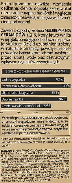 Розгладжуючий та зволожуючий крем для повік проти зморшок - Bielenda Golden Ceramides Eye Cream 15ml (968508-31997) - Фото 3 Розгладжуючий та зволожуючий крем для повік проти зморшок - Bielenda Golden Ceramides Eye Cream 15ml (968508-31997) - зображення 3