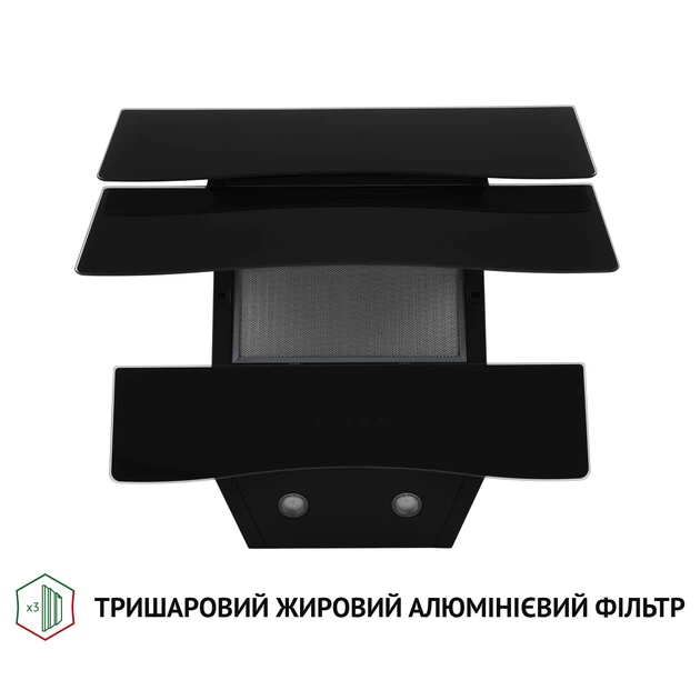 Витяжка декоративна похила Perfelli DNS 6482 D 850 BL LED - зображення 5