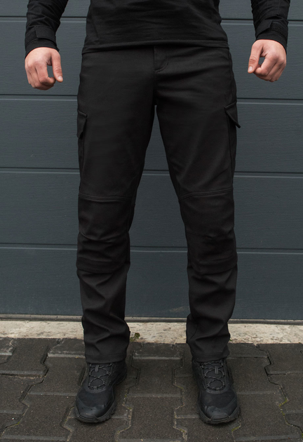 Утеплённые тактические штаны на флисе modern XL black - изображение 1