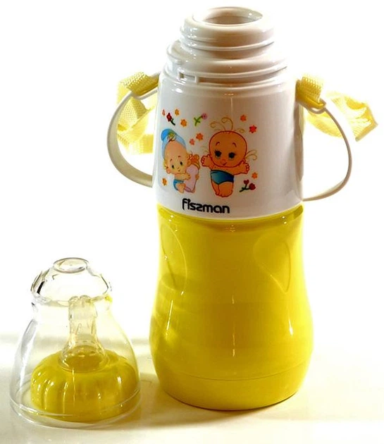 Бутылочка для кормления детская Baby Малыши 230 мл с ремешком желтая Fissman DP43986 - Фото 2 Бутылочка для кормления детская Baby Малыши 230 мл с ремешком желтая Fissman DP43986 - изображение 2