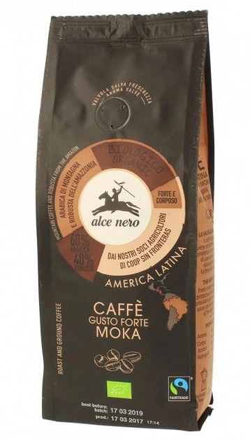 Акція на Кава для гейзерної кавоварки Alce Nero Fairtrade Арабіка та Робуста Органічна 250 г від Rozetka