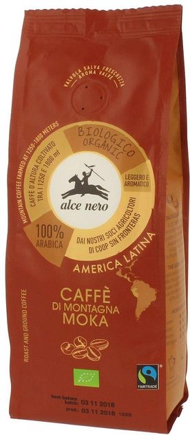 Акція на Кава мелена Alce Nero Fairtrade Мока 100% Арабіка Латинська Америка Органічна 250 г від Rozetka