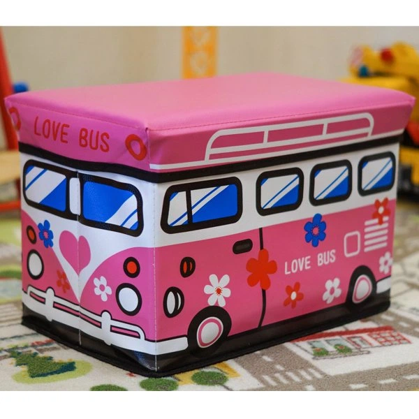 Оргнайзер для хранения игрушек складной автобус Love bus с крышкой водонепроницаемый UKC Baby Play 40х25 см Разноцветный (00607) - зображення 8