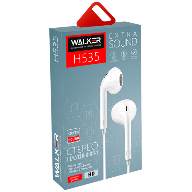 Проводные наушники WALKER H535 white - Фото 2 Проводные наушники WALKER H535 white - изображение 2